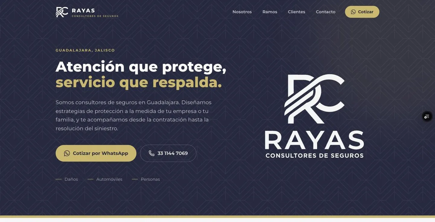 Portada del sitio de Rayas Consultores de Seguros